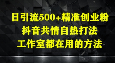 日引流500+精准创业粉，抖音共情自热打法，工作室都在用的方法-个人优选资源共享